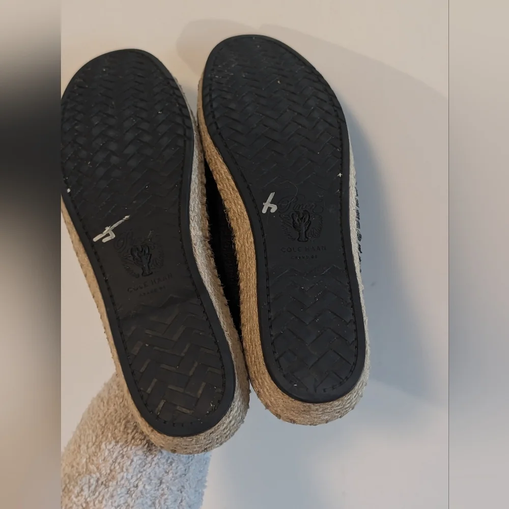 Cole Haan Black Espadrille Slip On Flats Grand OS Womens Size 7.5 Casual